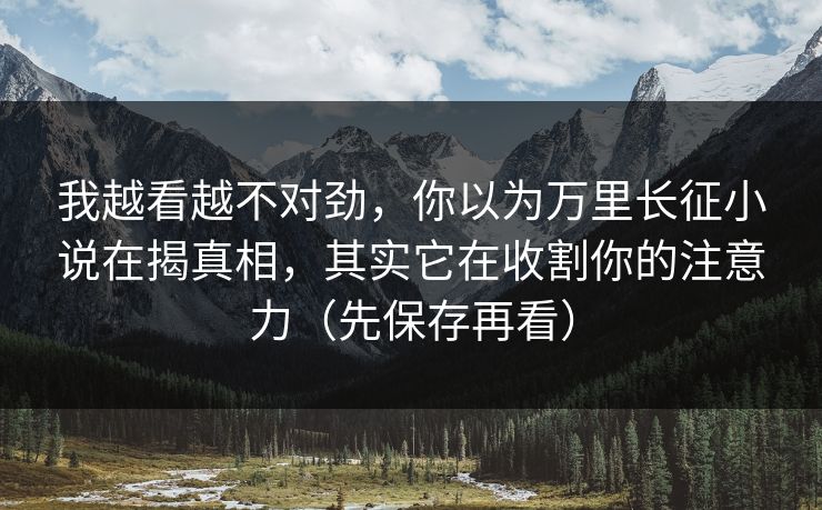 我越看越不对劲，你以为万里长征小说在揭真相，其实它在收割你的注意力（先保存再看）