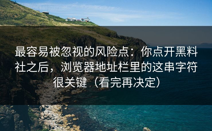 最容易被忽视的风险点：你点开黑料社之后，浏览器地址栏里的这串字符很关键（看完再决定）