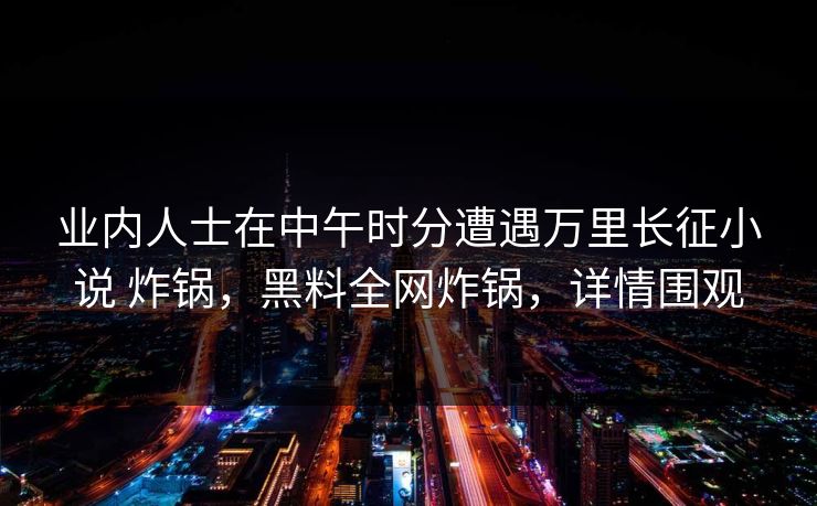 业内人士在中午时分遭遇万里长征小说 炸锅，黑料全网炸锅，详情围观