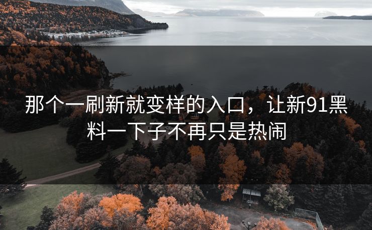 那个一刷新就变样的入口，让新91黑料一下子不再只是热闹